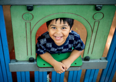 Happy boy at school playground